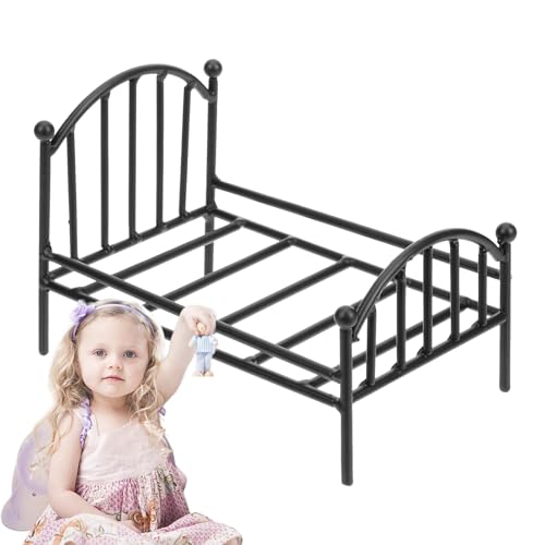 Schlafzimmer Bett - zeitgenössische Miniaturmöbel, Metallzimmermodell | Elegante kleine Ausstellung für Doll House Hotel Szene, realistisches -Accessoire Kinderspiele Set, einzigartige von Jlobnyiun