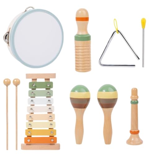 Schlagzeug-Set aus Holz, Musikinstrumente aus Holz, Spielzeug-Set für Musikinstrumente | Musikinstrumente geeignet für 0 bis 6 Jahre, ENF von Jlobnyiun
