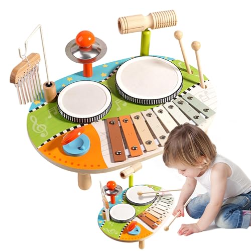 Schlagzeug-Set für Kinder, 1-3, Schlagzeug-Set für Kinder, Schlagzeug-Set aus Holz für Kinder mit Xylophon, Musikspielzeug für Kinder, multifunktionales Schlagzeug-Set Schlagzeug-Set für Kinder, 1-3, Schlagzeug-Set für Kinder, Schlagzeug-Set aus Holz für Kinder mit Xylophon, Musikspielzeug für Kinder, multifunktionales Schlagzeug-Set von Jlobnyiun