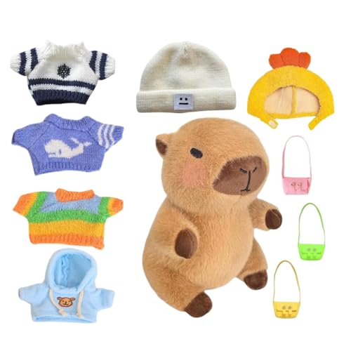 Süßes Plüsch-Capybara, Capybara-Plüschtier Mit Kleidung | 9,06-Zoll-Capybara-Plüschspielzeug-Set Mit Kleidung – Cartoon-Puppenpullover, Kragen-Stofftier-Begleiter Süßes Plüsch-Capybara, Capybara-Plüschtier Mit Kleidung | 9,06-Zoll-Capybara-Plüschspielzeug-Set Mit Kleidung – Cartoon-Puppenpullover, Kragen-Stofftier-Begleiter von Jlobnyiun