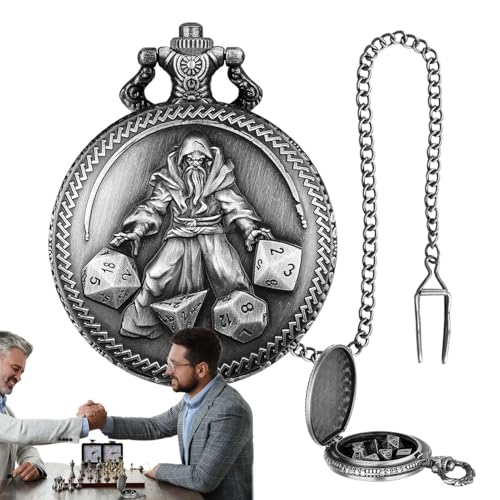 Taschenuhr-Würfel-Set, Taschenuhr-Würfeletui – 7 polyedrische Metallwürfel – kleines mehr-Face-Würfelspiel für Reise-Spielzeug, Spielzubehör von Jlobnyiun