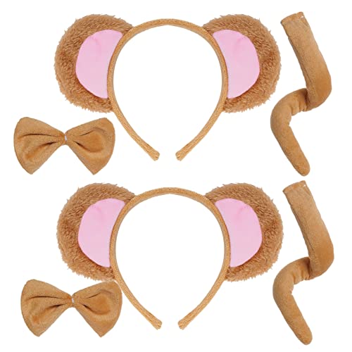 Jmkcoz Affenkostüm-Set für Kinder, Tier-Kostüm-Set, goldfarben, Affenohren, Stirnband, Fliege, Schwanz, Fliege für Mädchen, Jungen, Halloween, Cosplay, Party-Zubehör Jmkcoz Affenkostüm-Set für Kinder, Tier-Kostüm-Set, goldfarben, Affenohren, Stirnband, Fliege, Schwanz, Fliege für Mädchen, Jungen, Halloween, Cosplay, Party-Zubehör von Jmkcoz