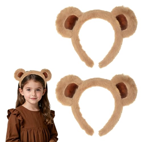 Jmkcoz Brauner Bär-Ohr-Stirnband, Haarband, Halloween-Bär-Kostüm, für Verkleidungen, Cosplay, Party, Make-up, Gesichtswäsche, Kopfbedeckung, Braun, Einheitsgröße von Jmkcoz