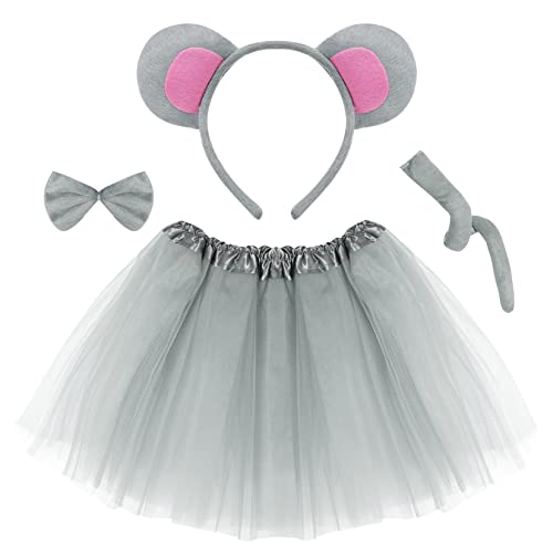 Jmkcoz - Graues Maus-Kostüm-Tutu-Set, Maus-Ohren-Haarband, Fliege mit Schwanz, Tierkostüm, Halloween-Kostüm, Cosplay, Party-Dekoration Jmkcoz - Graues Maus-Kostüm-Tutu-Set, Maus-Ohren-Haarband, Fliege mit Schwanz, Tierkostüm, Halloween-Kostüm, Cosplay, Party-Dekoration von Jmkcoz