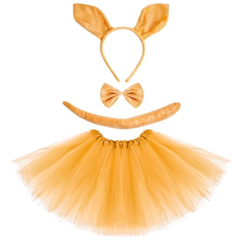 Jmkcoz Känguru-Tier-Kostüm, Tutut-Set, Känguru-Ohren, Stirnband, Schwanz, Fliege, Tutu, Rock für Halloween, Cosplay, Karneval, Partygeschenk Jmkcoz Känguru-Tier-Kostüm, Tutut-Set, Känguru-Ohren, Stirnband, Schwanz, Fliege, Tutu, Rock für Halloween, Cosplay, Karneval, Partygeschenk von Jmkcoz