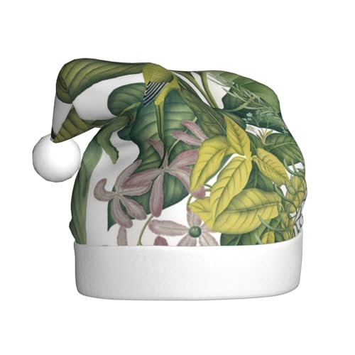 Jmorco Tropische Blume Blatt Papagei Santa Hut Weihnachtsmütze Für Erwachsene Xmas Hut Für Heiligabend Geschenke Neujahr Festliche Urlaub Party Supplies von Jmorco