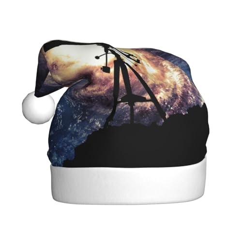 Jmorco Weltraumgalaxie mit Teleskop Weihnachtsmütze Weihnachtsmütze Für Erwachsene Xmas Hut Für Heiligabend Geschenke Neujahr Festliche Urlaub Party Supplies von Jmorco