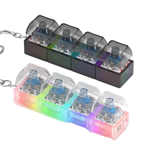 2 x Tastatur-Fidget-Schlüsselanhänger mit Lampe und Sound, Fidget-Spielzeug für Erwachsene, lustiges Knopf-Spielzeug, Fidget-Tastatur, um Stress abzubauen, Zeitvertreib, Dekompressionsgeschenk von Joalpysm