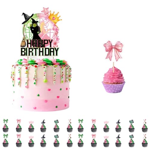 25 Stück Kuchenaufsatz, magische Hexen-Themen-Cupcake-Picks für Geburtstag, Halloween, Party-Dekorationen von Joalpysm