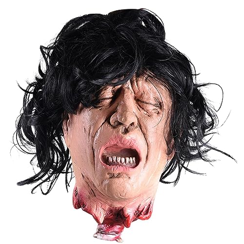 Joayuezo Halloween Kopf Dekorationen Halloween-Zombiekopf blutige Leichenteile, die abgetrennten Kopf hängen, für Halloween-Dekoration, Spukhaus-Requisiten (A) von Joayuezo