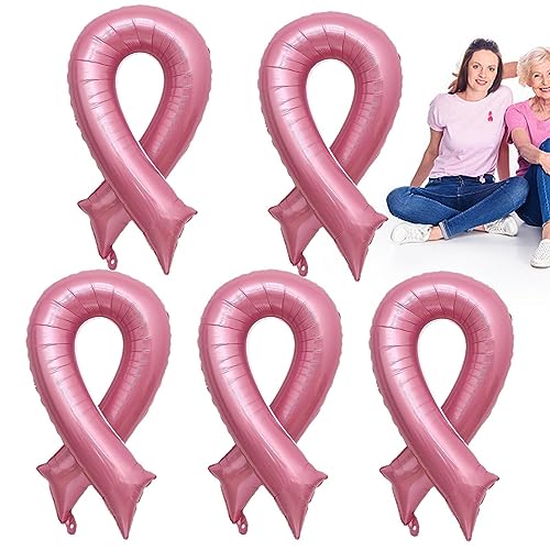 Bre-ast Cancer Awareness Decorations, Bre-ast Cancer Party Balloons, Bre-ast Cancer Ribbon Party Favor Balloons 5Pcs, Pink Accessories for Bre-ast Cancer Awareness, Breast Caancer Decorations von Joberio
