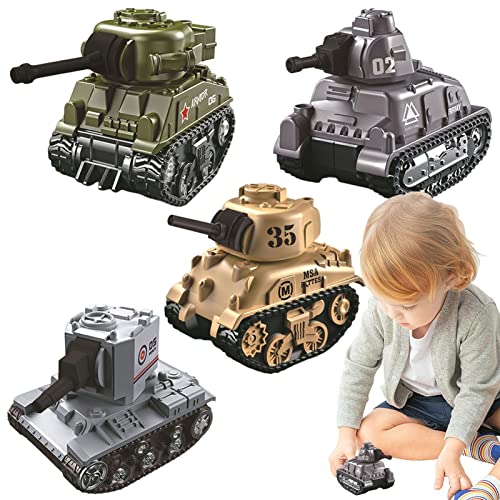 Joberio Mini-Armeepanzer, 4-teiliger Militärspielzeugpanzer, Rotierendes Werfer-Spielset, Panzer Aus Legierungsdruckgussmaterial, Langlebiger Raketenpanzer, Werferpanzerfahrzeug von Joberio