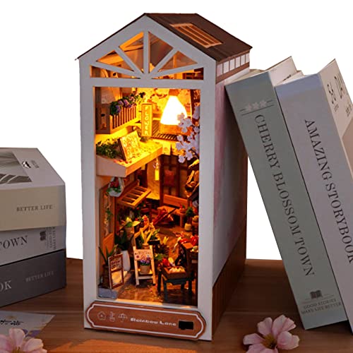 Nook Kit Book Nook Kit Holzpuzzle Modellbausätze Buchende Modellbausatz mit LED-Licht Kreative Pädagogische Bücherregal Kit Dekoration für Lehrer Professoren Männer Frauen von Joberio