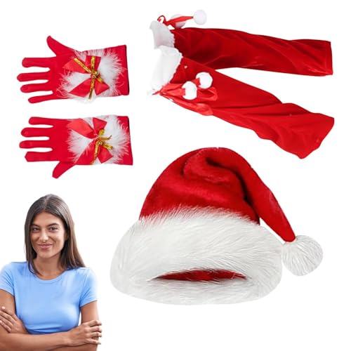 Weihnachtsmützen für Erwachsene – Weihnachtsmann-Cowgirl-Hut mit Handschuhen und Beinstulpen | Rotes Cosplay-Kostüm-Party-Set für Bühnenauftritte, Urlaubspartys Weihnachtsmützen für Erwachsene – Weihnachtsmann-Cowgirl-Hut mit Handschuhen und Beinstulpen | Rotes Cosplay-Kostüm-Party-Set für Bühnenauftritte, Urlaubspartys von Joberio