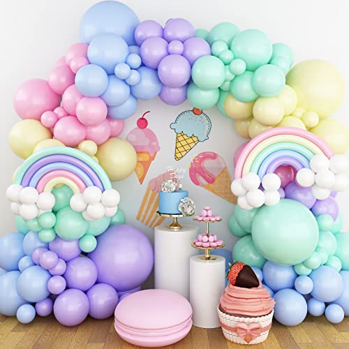 165 Stück Luftballon Girlande Pastell, Luftballons Pastell Rosa Lila Grün, Ballongirlande Pastell, Luftballons Pastellfarben Hochzeit Partyballon Deko Bunte Dekoration für Mädchen Geburtstagsdeko von Jobkoo