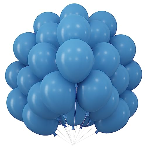 50 Stück Luftballons Blau, Doppelschichten 10 Zoll Dunkelblau Latex Helium Ballons Königsblau Luftballon Blaue Partyballons Deko für Junge Geburtstag Hochzeit Oktoberfest Taufe Baby Party Dekoration von Jobkoo