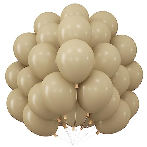 Beige Luftballons Doppelschichten, 50Stück Creme Apricot Braun Helium Latex Ballon, Matt Vintage Apricot Nude Weiß Luftballon Retro Nackt Aprikosen Party Ballons für Geburtstag Hochzeit Babyparty Deko von Jobkoo