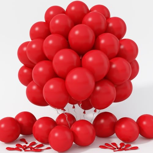 Jobkoo 100 Stück Luftballons Rot, 12 Zoll Matt Rote Ballon, Rot Latex Helium Luftallon Für Ballon Girlande Deko, Party Ballons Rote Für Geburtstag Hochzeit Valentinstag Weihnachten Party Dekoration von Jobkoo