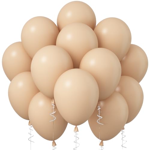 Jobkoo Luftballons Beige, 12 Zoll Matt Apricot Latex Ballon 30 Stück, Weiß Nude Party Ballons, Vintage Aprikose Creme Helium Luftballon Für Boho Geburtstag Hochzeit Verlobung Babyparty Deko von Jobkoo