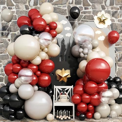 Jobkoo Ballonbogen-Set mit Cartoon-Motiv, Rot / Schwarz von Jobkoo
