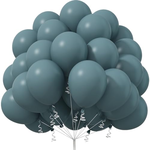 Jobkoo Luftballons Blau, 50 Stück 12 Zoll Matt Party Ballons Türkis Blaue, Retro Blau Turquoise Latex Luftallon, Dusty Blau Helium Ballon Für Geburtstag Babyparty Junge Taufe Hochzeit Party Deko von Jobkoo