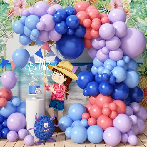 Luftballon Girlande Blaue Lila, 103 Stück Blau Lila Ballonbogen mit Dunkel Blau Hellblau Pastell Lila Ballons, Hell Lila Bunte Ballons für Kindergeburtstag Carvinal Party Geburtstagsdeko von Jobkoo