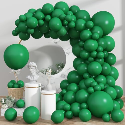 Luftballon Girlande Grün, 113Stück 18 12 10 5 Zoll Dunkelgrün Party Ballons Set Grün Ballon Girlande Matt Grüne Helium Latex Luftballons für Weihnachten Geburtstag Safari Dschungel Hochzeit Dekoration von Jobkoo