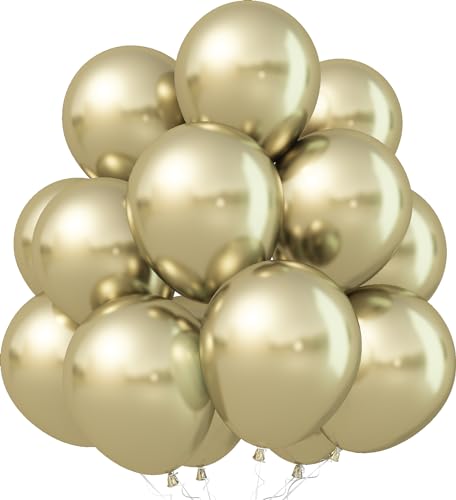 Luftballons Metallic Gold, 30 Stück 12 Zoll Chrom Goldene Ballons, Glänzend Dickes Hellgold Metallisch Latex Helium Partyballon Set für Männer Frauen Geburtstag Hochzeit Babyparty Bachelorette Deko von Jobkoo