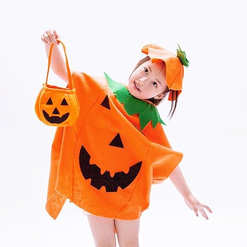 Jocanova Halloween Kürbis Kostüm für Erwachsene, Kürbiskostüm Set mit Kleidung & Hut, Pumpkin Candy Bag, Lustiges Kürbis Outfit für Halloween Party, Karneval & Cosplay Verkleidung (L) von Jocanova
