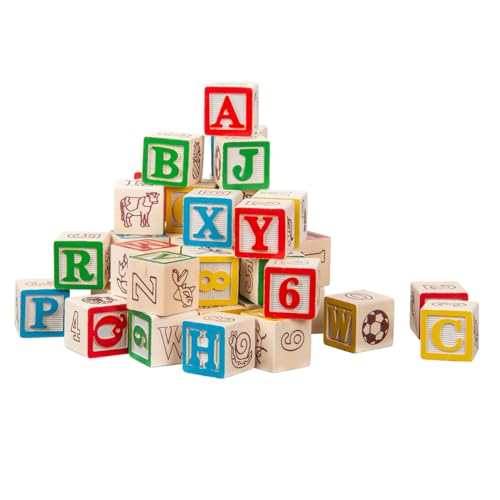 Jocca Holzspielzeug zum Lernen, ABC-Blöcke, 50 Stück, ABC-Lernspiele, Montessori-Pädagogisches Spielzeug, Holzwürfel für Babys, kognitive Entwicklung, ab 12 Monaten von Jocca