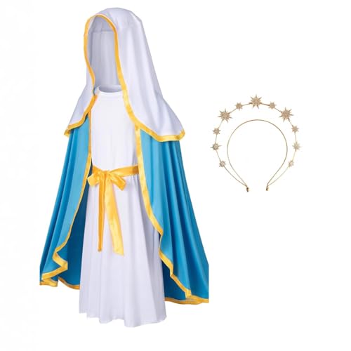 Jococs Jungfrau Maria Kostüm Mutter Maria Cosplay Dress Up religiöse Rolle Outfit katholische Halloween-Party Jococs Jungfrau Maria Kostüm Mutter Maria Cosplay Dress Up religiöse Rolle Outfit katholische Halloween-Party von Jococs