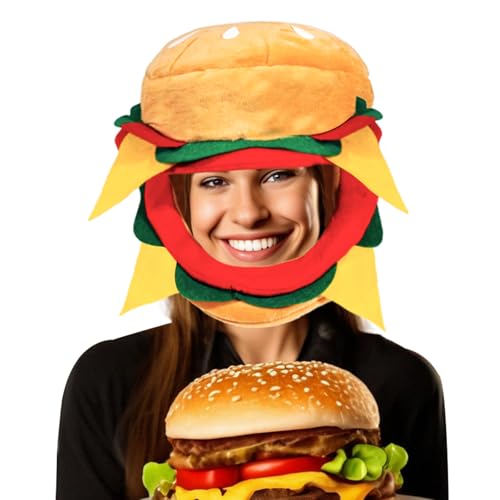 Jococs Lustiger Hamburgerhut Burgerhut Cheeseburger Kostüm Burger Maske Essen Verrückte Hüte Lustige Hüte für Erwachsene für Halloween Karneval Kostüm von Jococs
