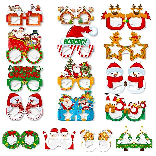 16 Stück Weihnachtsbrillen Set Lustig Weihnachtsbrillengestell Neuheit Weihnachtspapier Partybrille Karneval Photo Booth Requisiten Lustige Brillen Weihnachts Kostüm Dekoration für Kinder Erwachsene 16 Stück Weihnachtsbrillen Set Lustig Weihnachtsbrillengestell Neuheit Weihnachtspapier Partybrille Karneval Photo Booth Requisiten Lustige Brillen Weihnachts Kostüm Dekoration für Kinder Erwachsene von Jodsen