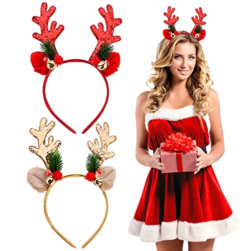 2 Stück Weihnachten Stirnband Rentier Geweih Haarreifen Partyhüte Xmas Haarband Haarreif mit Ohren Weihnachten Kopfhut Kostüm Stirnbänder Fotostand Kopfschmuck Partydekoration für Kinder Erwachsene 2 Stück Weihnachten Stirnband Rentier Geweih Haarreifen Partyhüte Xmas Haarband Haarreif mit Ohren Weihnachten Kopfhut Kostüm Stirnbänder Fotostand Kopfschmuck Partydekoration für Kinder Erwachsene von Jodsen