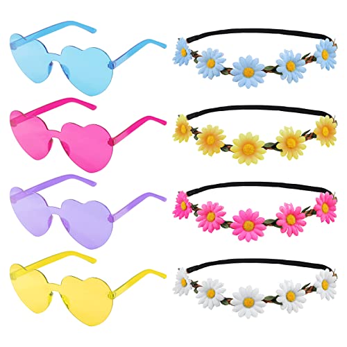 8 Stücke Hippie Kostüm Set,Hippie Sonnenbrille Sonnenblumen Krone Stirnband,Blumenkranz Haar Garland,Kopfschmuck Böhmische Kopfbedeckung,60er 70er Jahre Party Ankleiden Accessoire für Frauen Mädchen 8 Stücke Hippie Kostüm Set,Hippie Sonnenbrille Sonnenblumen Krone Stirnband,Blumenkranz Haar Garland,Kopfschmuck Böhmische Kopfbedeckung,60er 70er Jahre Party Ankleiden Accessoire für Frauen Mädchen von Jodsen