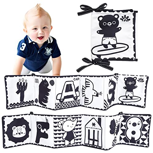 Jodsen Baby Black & White Stoff-Buch, Babybuch für 0-6 Monate Kontrastreiches Babybücher Neugeborene Spielzeuggeschenke Weich Bücher für Früherziehung, Kinderwagen, Bettumhüllung Toys(Geometrie Form) von Jodsen