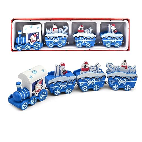 Jodsen Weihnachtszug Dekor Set, Hölzernes Mini-Zug-Spielzeug-Set Weihnachtsbaum-Zug-Dekoration mit Schneemann Xmas Desktop Train Ornaments für Weihnachtsfeier-Geschenke, Kindergarten Jodsen Weihnachtszug Dekor Set, Hölzernes Mini-Zug-Spielzeug-Set Weihnachtsbaum-Zug-Dekoration mit Schneemann Xmas Desktop Train Ornaments für Weihnachtsfeier-Geschenke, Kindergarten von Jodsen