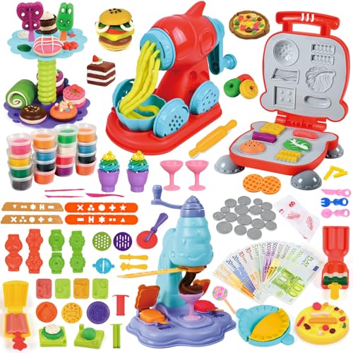 Joellfuner 70 Stück Knete Dough Set, Knete Zubehör Kinder, Knete Eismaschine Nudelmaschine Burgermaschine, Spielzeugküche Spielkasse, Spielgeld, mit 18 Dosen Knete, Spielzeug Geschenk Knete ab 3 Jahre Joellfuner 70 Stück Knete Dough Set, Knete Zubehör Kinder, Knete Eismaschine Nudelmaschine Burgermaschine, Spielzeugküche Spielkasse, Spielgeld, mit 18 Dosen Knete, Spielzeug Geschenk Knete ab 3 Jahre von Joellfuner