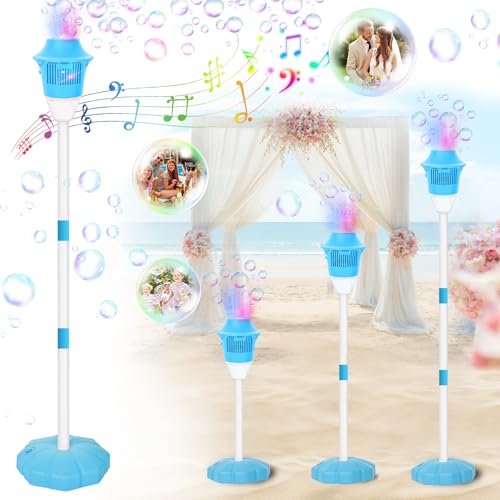 Joellfuner Automatische Seifenblasenmaschine, Elektronische Seifenblasenmaschine mit Lichtern und Abschaltbarem Sound, Seifenblasenmaschine Stehend mit 3 Höhen Verstellbar für Party Hochzeit (Blau) von Joellfuner
