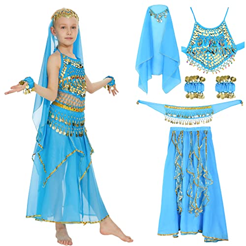 Joellfuner Bauchtanz Kostüm Kinder Mädchen, Bauchtänzerin Kostüm Mädchen, Bauchtanz Kleid Mädchen mit Gürtel Schleier Armband, Faschingskostüm Bauch Tanz Mädchen für Karneval Cosplay Party Dress Up Joellfuner Bauchtanz Kostüm Kinder Mädchen, Bauchtänzerin Kostüm Mädchen, Bauchtanz Kleid Mädchen mit Gürtel Schleier Armband, Faschingskostüm Bauch Tanz Mädchen für Karneval Cosplay Party Dress Up von Joellfuner