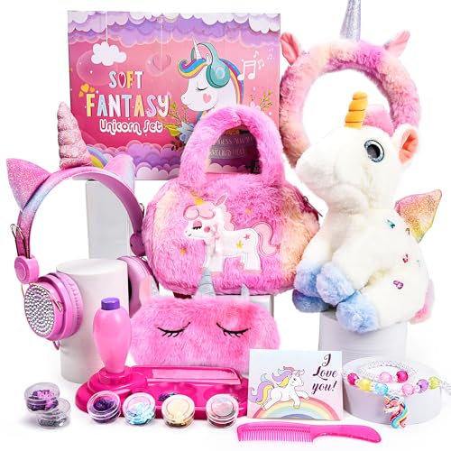 Joellfuner Einhorn Geschenke für Mädchen, Einhorn Kuscheltier, Einhorn Spielzeug Set mit Plüscheltier, Schmuckset, Verdrahtet Kopfhörer, Handtasche, Geburtstagsgeschenk Joellfuner Einhorn Geschenke für Mädchen, Einhorn Kuscheltier, Einhorn Spielzeug Set mit Plüscheltier, Schmuckset, Verdrahtet Kopfhörer, Handtasche, Geburtstagsgeschenk von Joellfuner