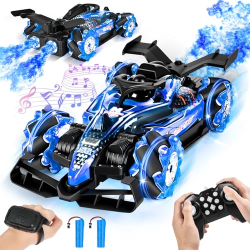 Joellfuner Ferngesteuertes Auto mit Handsteuerung, 14 Kanal Dual Jet RC Auto, 25Km/h Remote Control Car mit Licht und Musik, Geschenke für Erwachsene Oder Kinder ab 6 Jahren (Blau) von Joellfuner