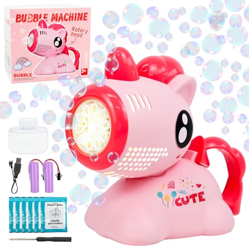 Joellfuner Seifenblasenpistole, Einhorn Seifenblasenmaschine für Kinder, Elektrisch Seifenblasenspielzeug Wiederaufladbarkeit mit 80ML Seifenblasenflüssigkeit für Geburtstag/Party/Hochzeit (Rosa) von Joellfuner