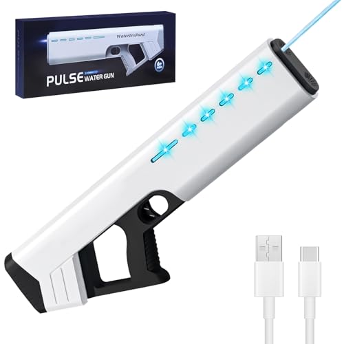 Joellfuner Wasserpistole Elektrisch, 600ml 2 in 1 Wasserpistole Spielzeug für Kinder, LED Elektrische Wasserspritzpistole mit Automatischer, Wasserdichtes Große Spritzpistole für Pool,Garten,Strand von Joellfuner