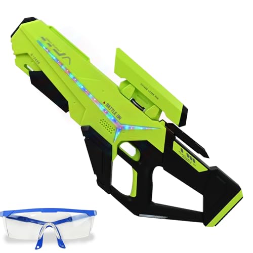 Joellfuner Wasserpistole Elektrisch, Wasserspritzpistole Große Reichweite mit Bunte Licht, Manuell-Automatik Wasserpistole, Automatik Wasseraufnahme, Schutzbrille, für Kinder und Erwachsene (Grün) von Joellfuner