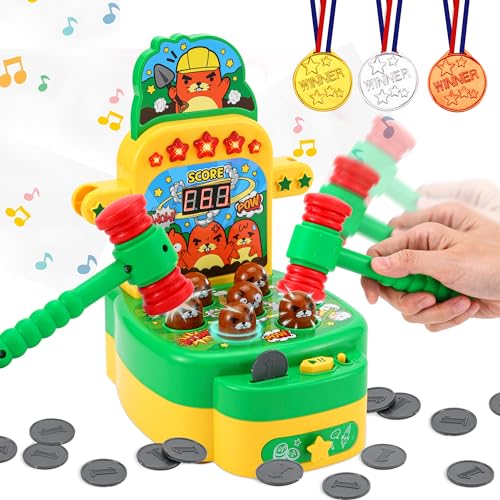 Joellfuner Whack Mini Elektronisches Arcade Spiel - Hämmern Maulwurf Mit 2 Hämmern - Eltern-Kind-Interaktion Hammerspiel Spielzeug für Kinder von 3-6 Jahren - Münzspiel Joellfuner Whack Mini Elektronisches Arcade Spiel - Hämmern Maulwurf Mit 2 Hämmern - Eltern-Kind-Interaktion Hammerspiel Spielzeug für Kinder von 3-6 Jahren - Münzspiel von Joellfuner