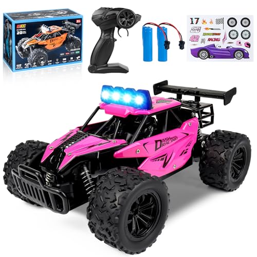 Joellfuner ferngesteuertes Auto, 2.4GHz 1:16 Offroad Monster RC Truck, 2WD 20KM/H RC Auto mit Vierfarbiges LED-Licht, RC Truggy mit Hohe und Niedrige Gänge für Kinder ab 3 Jahre von Joellfuner