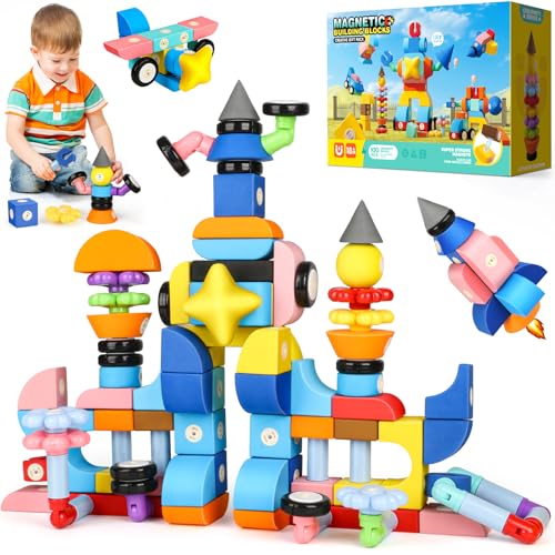 Magnetische Schaumstoffbausteine für Kinder 3-6 (100 Stück), Schlossbau-Softblöcke für Kinder, STEM-Sensorikspielzeug 3 4 5 6 Jahre alt Jungen Mädchen, 3-6 Geburtstagsgeschenke für Mädchen Jungen von Jofuni