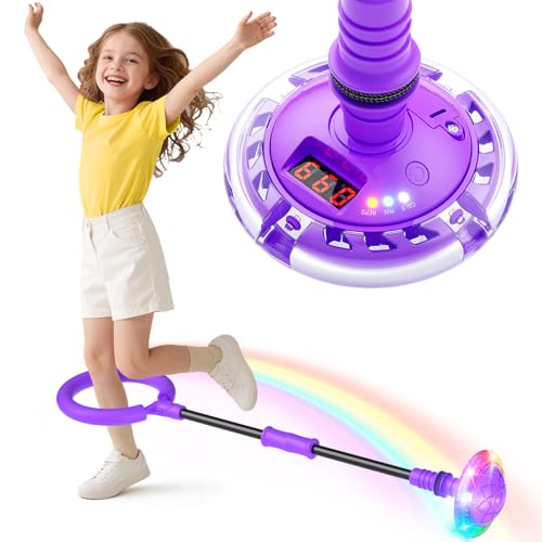 Sprungball für Mädchen, mit Zähler, Timer und Kalorienrechner, Geburtstagsgeschenke für Mädchen im Alter von 5, 6, 7, 8 Jahren, faltbar, Sportspielzeug (lila) von Jofuni
