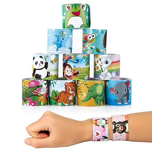 Jognee 30 Stücke Snap Bracelets Bunte Armbänder Schnapparmbänder für Kinder mit Tier für Kinder Slap Bands Kinder für Weihnachten Geburtstagsgeschenke Mitgebsel von Jognee